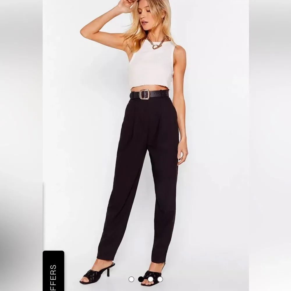Nasty Gal Pleat Don't Go High-Waisted Tapered Trousers